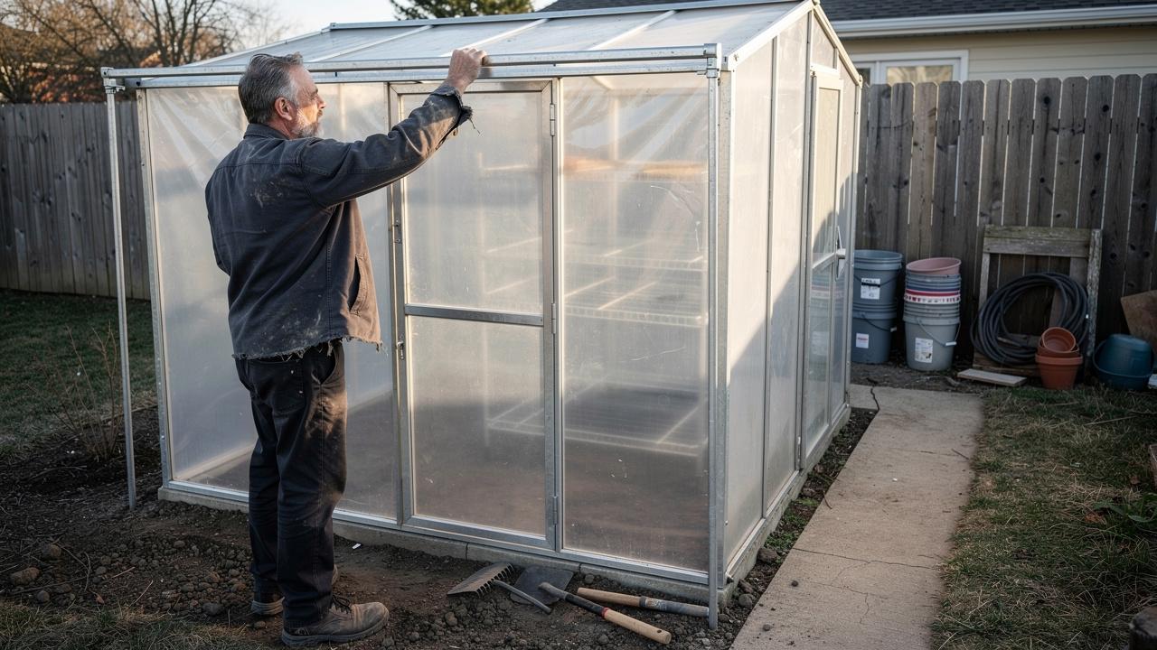 Muškarac staklenik vrt