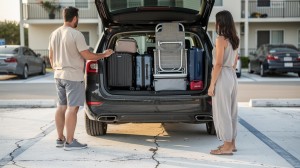 Bračni par puni gepek koferima